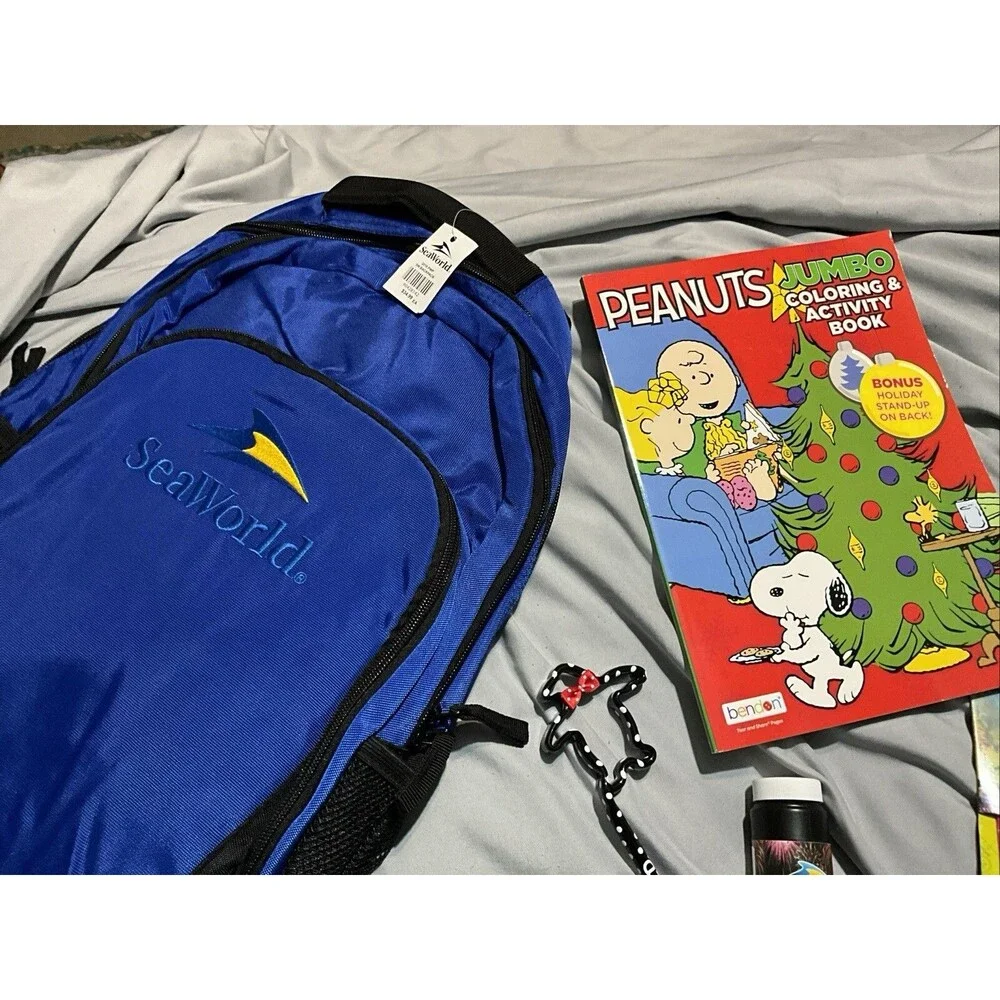 SeaWorld Backpack Official Orlando Lg., Cooling Gel Cup,Bubbles, Pen, ETC.  New
